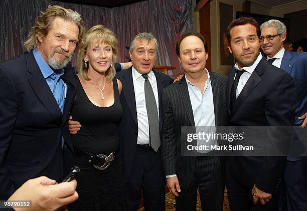 Actor Jeff Bridges, AARP Magazine editor Nancy Perry Graham, actor Robert De Niro, actor Billy Crystal and actor Jeremy Piven attend AARP's 9th...