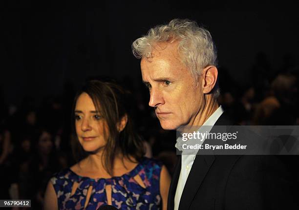 Talia Balsam and actor John Slattery attend the Nanette Lepore Fall 2010 Fashion Show during Mercedes-Benz Fashion Week at The Promenade at Bryant...