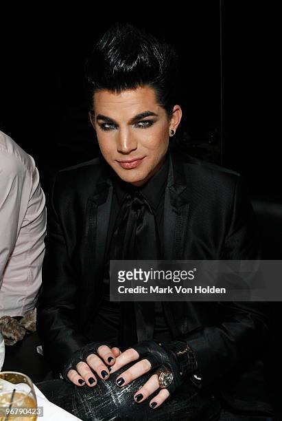 Musical artist Adam Lambert attends The Cinema Society & Donna Karan screening of "Happy Tears" at Mr Chow on February 16, 2010 in New York City.
