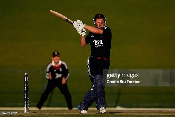 England Lions batsman Andrew Gale in action during the Twenty20 Friendly Match between England and England Lions at Sheikh Zayed stadium on February...