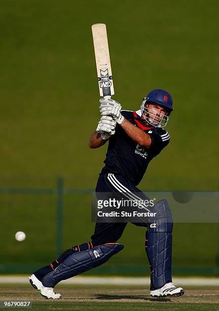 England Lions batsman Michael Lumb in action during the Twenty20 Friendly Match between England and England Lions at Sheikh Zayed stadium on February...