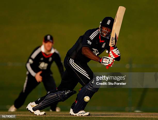 England Lions batsman Michael Carberry in action during the Twenty20 Friendly Match between England and England Lions at Sheikh Zayed stadium on...