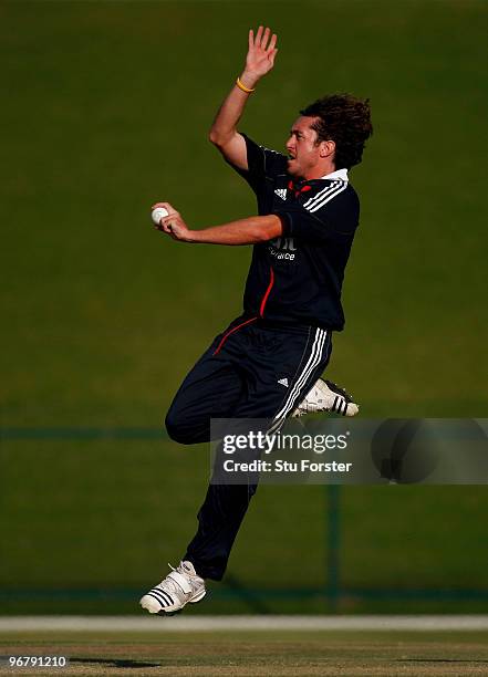 England bowler Ryan Sidebottom in action during the Twenty20 Friendly Match between England and England Lions at Sheikh Zayed stadium on February 17,...