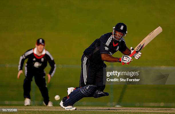 England Lions batsman Michael Carberry in action during the Twenty20 Friendly Match between England and England Lions at Sheikh Zayed stadium on...