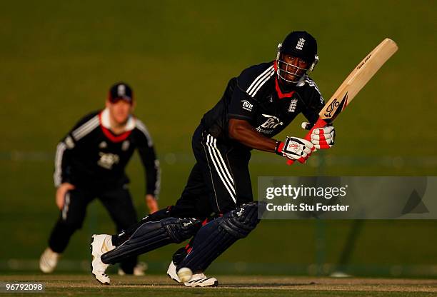 England Lions batsman Michael Carberry in action during the Twenty20 Friendly Match between England and England Lions at Sheikh Zayed stadium on...