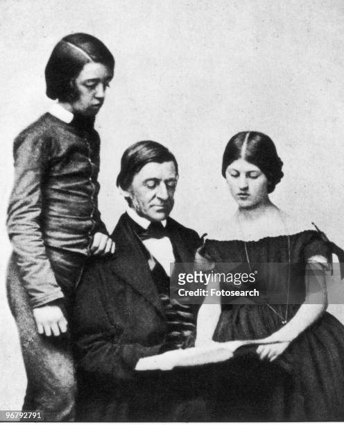 Ralph Waldo Emerson with his children, circa 1840s. .