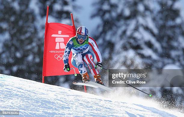 Stacey Cook of the United States competes during the Alpine Skiing Ladies Downhill on day 6 of the Vancouver 2010 Winter Olympics at Whistler...