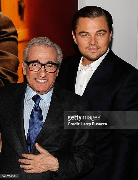 Director Martin Scorsese and actor Leonardo DiCaprio attend the cocktail party to celebrate the New York premiere of "Shutter Island" at Armani...