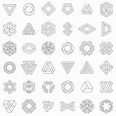Set of geometric elements, impossible shapes, isolated on white