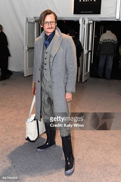 European Editor at Large for Vogue Hamish Bowles attends Mercedes-Benz Fashion Week at Bryant Park on February 17, 2010 in New York City.