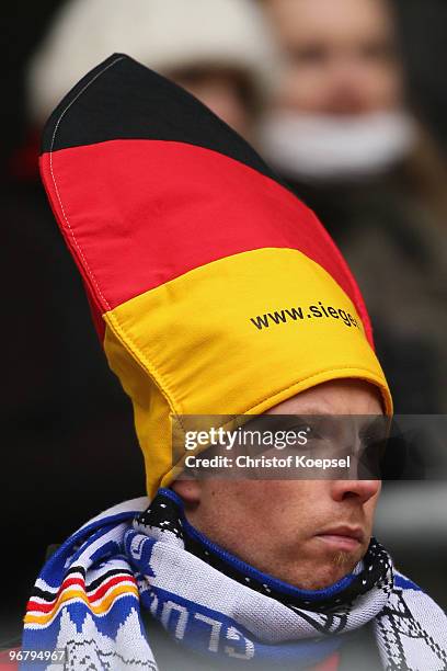 Fan of Germany is seen during the Women's international friendly match between Germany and North Korea at the MSV Arena on February 17, 2010 in...