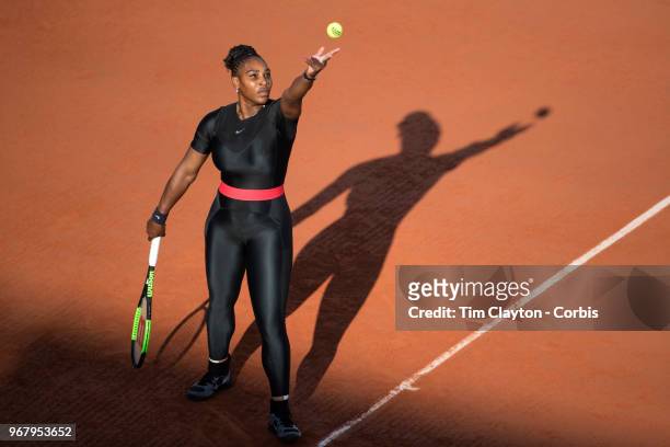 June 2. French Open Tennis Tournament - Day Seven. Serena Williams of the United States in action against Julia Goerges of Germany in the evening...