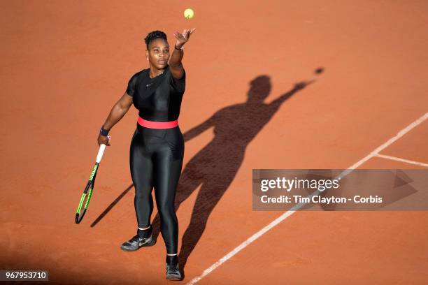 June 2. French Open Tennis Tournament - Day Seven. Serena Williams of the United States in action against Julia Goerges of Germany in the evening...