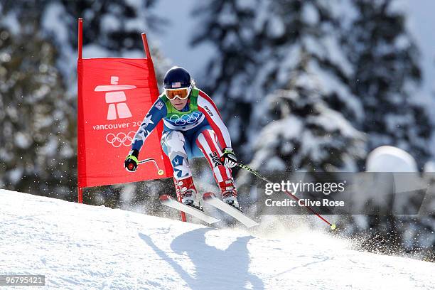 Alice Mckennis of the United States competes during the Alpine Skiing Ladies Downhill on day 6 of the Vancouver 2010 Winter Olympics at Whistler...