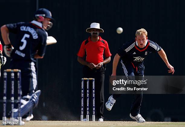 England Lions bowler Steve Kirby in action during the Twenty20 Friendly Match between England and England Lions at Sheikh Zayed stadium on February...