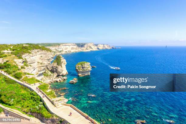 view of ostriconi beach with beautiful sea lagoon, corsica island - bastia stockfoto's en -beelden