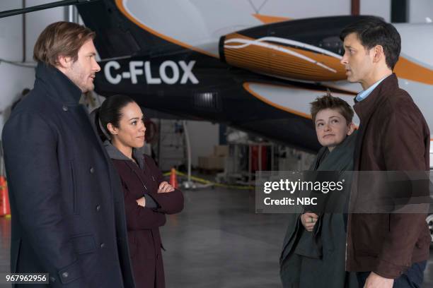 Episode 213 -- Pictured: Clive Standen as Bryan Mills, Jessica Camacho as Santana, Devon Phillipson as Ryan Grant, Jonathan Watton as Colin Grant --