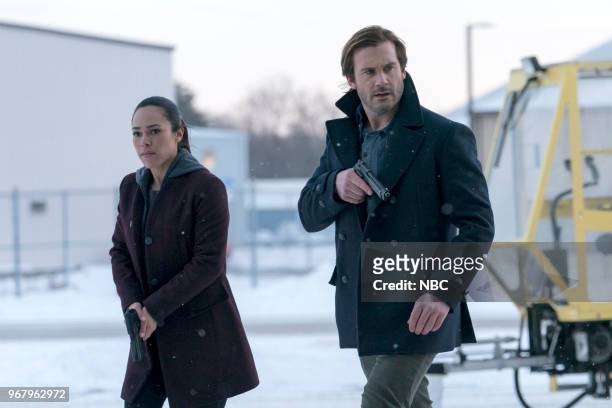 Episode 213 -- Pictured: Jessica Camacho as Santana, Clive Standen as Bryan Mills --