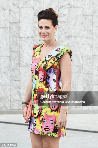 Francesca Versace arrives at Convivio 2018 on June 5, 2018 in Milan, Italy.