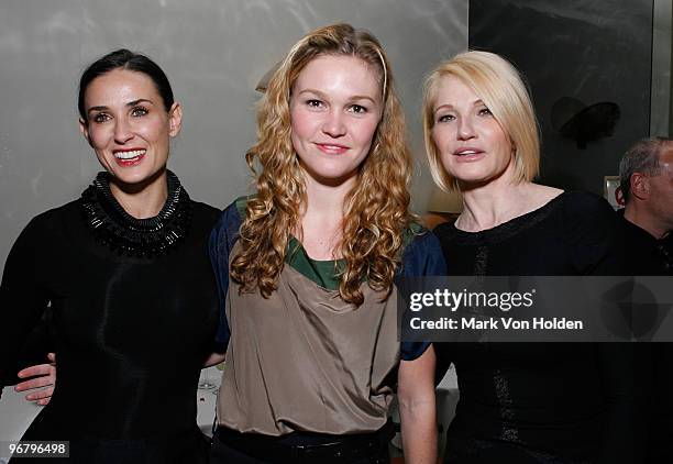 Actress Demi Moore, Julia Stiles, and Ellen Barkin attend The Cinema Society & Donna Karan screening of "Happy Tears" at Mr Chow on February 16, 2010...