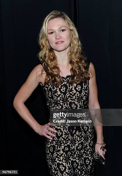 Actress Julia Stiles backstage at the Milly By Michelle Smith Fall 2010 Fashion Show during Mercedes-Benz Fashion Week at The Promenade at Bryant...