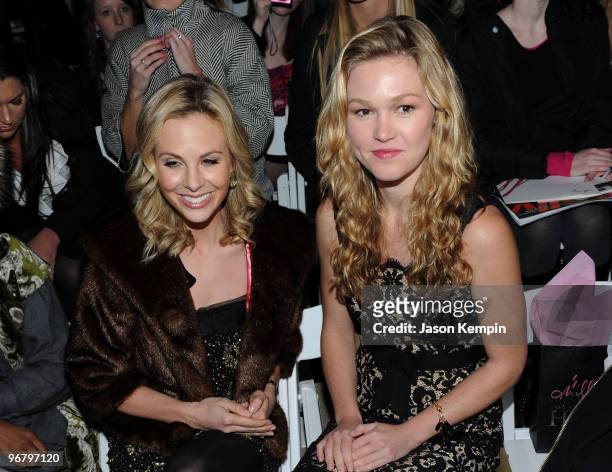 Personality Elisabeth Hasselbeck and actress Julia Stiles attend Milly By Michelle Smith Fall 2010 Fashion Show during Mercedes-Benz Fashion Week at...