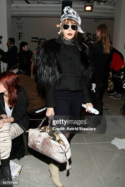 Model Sophia Lamar attends the Jeremy Scott Fall 2010 Fashion Show during Mercedes-Benz Fashion Week at Milk Studios on February 17, 2010 in New York...