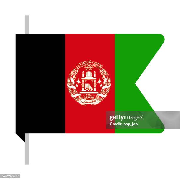 afghanistan - bookmark flag vector flat icon - afghanistan flag stock illustrations