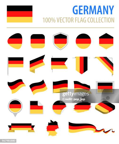 germany - flag icon flat vector set - brooch stock illustrations