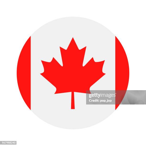 ilustraciones, imágenes clip art, dibujos animados e iconos de stock de canadá - redondo bandera vector icono plana - canadá