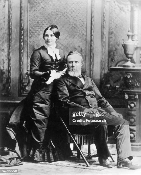 Portrait of President Rutherford Hayes and wife Lucy Hayes, circa 1870s. .