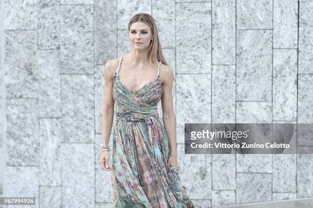 Martina Colombari poses on June 5, 2018 in Milan, Italy.