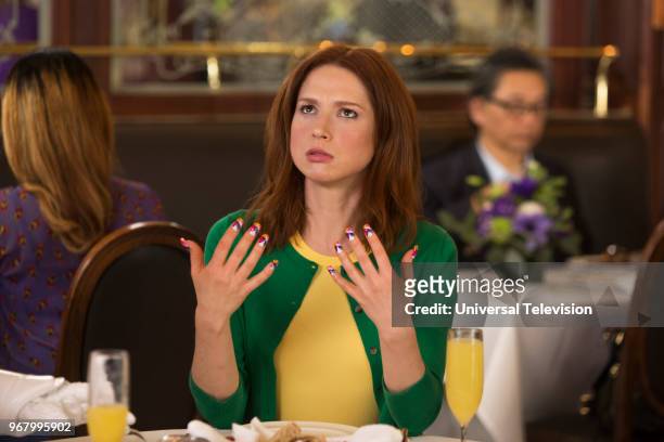 Kimmy Has a Weekend!" Episode 402 -- Pictured: Ellie Kemper as Kimmy Schmidt --