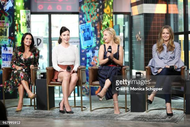 Kyle Richards, Jennifer Bartels, Mena Suvari and Alicia Silverstone visit Build Studio to discuss the television show "American Woman" on June 5,...