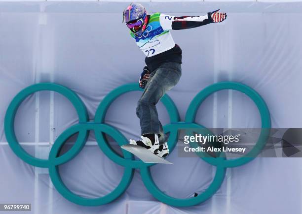 Lindsey Jacobellis of the United States competes during the Ladies' Snowboard cross on day 5 of the Vancouver 2010 Winter Olympics at Cypress...