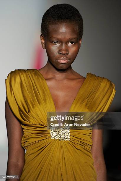 Model walks the runway at the Abed Mahfouz Fall 2010 Show at Altman Building on February 17, 2010 in New York City.