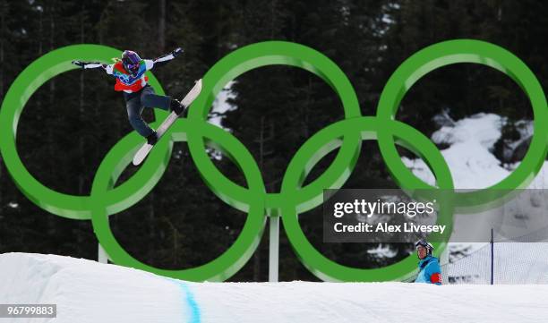 Lindsey Jacobellis of the United States competes during the Ladies' Snowboard cross on day 5 of the Vancouver 2010 Winter Olympics at Cypress...