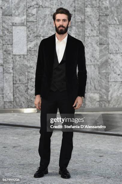 Giovanni Caccamo arrives at Convivio 2018 on June 5, 2018 in Milan, Italy.