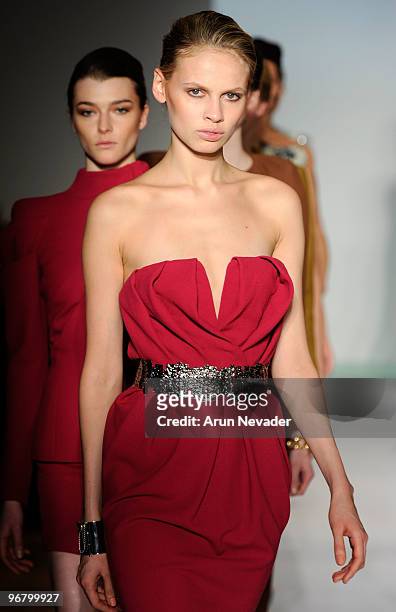 Models walk the runway at the Abed Mahfouz Fall 2010 Show at Altman Building on February 17, 2010 in New York City.