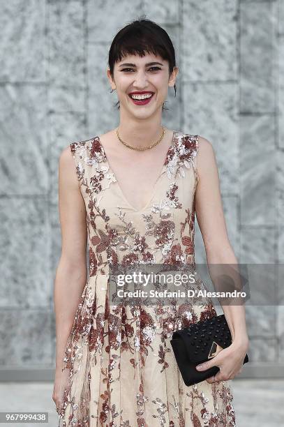 Lodovica Comello arrives at Convivio 2018 on June 5, 2018 in Milan, Italy.