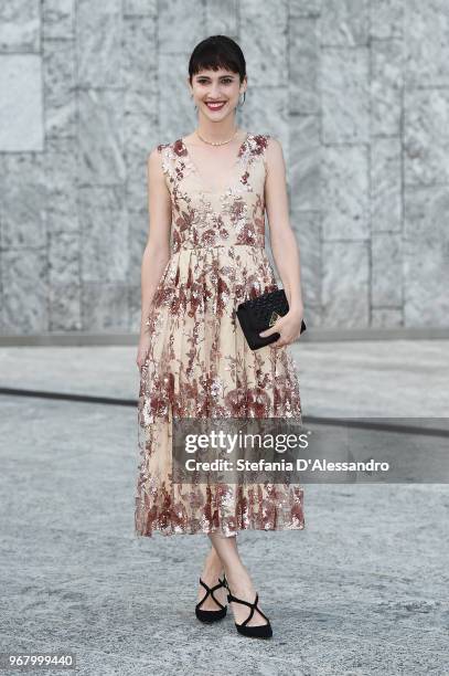 Lodovica Comello arrives at Convivio 2018 on June 5, 2018 in Milan, Italy.