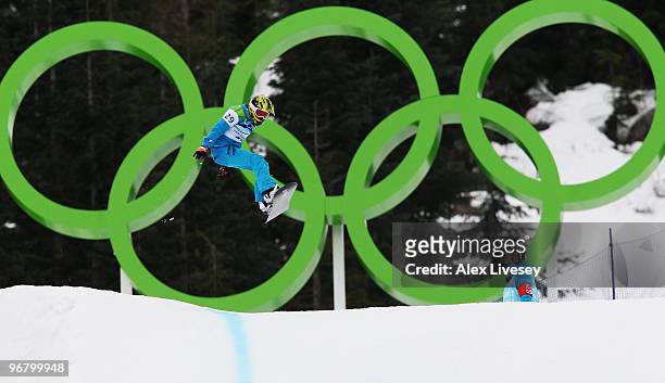 Isabel Clark Ribeiro of Brazil during the Ladies' Snowboard cross on day 5 of the Vancouver 2010 Winter Olympics at Cypress Snowboard & Ski-Cross...