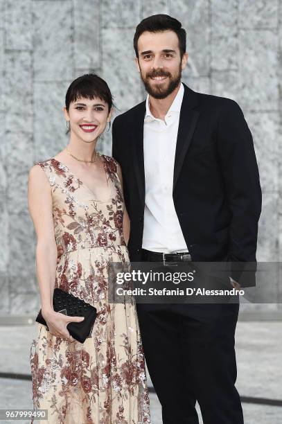 Lodovica Comello and Tomas Goldschmidt arrive at Convivio 2018 on June 5, 2018 in Milan, Italy.