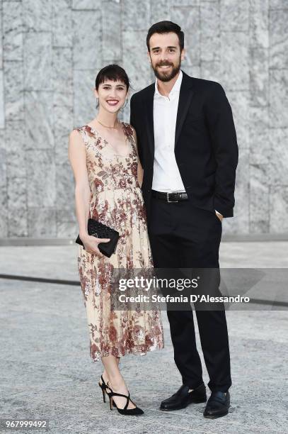 Lodovica Comello and Tomas Goldschmidt arrive at Convivio 2018 on June 5, 2018 in Milan, Italy.