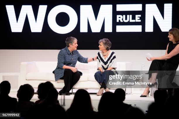 Janet Napolitano and Barbara Boxer speak onstage at 'Women Rule: The L.A. Summit' at NeueHouse Hollywood on June 5, 2018 in Los Angeles, California.