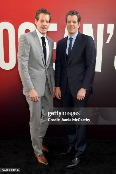 Cameron Winklevoss and Tyler Winklevoss attend the "Ocean's 8" World Premiere at Alice Tully Hall on June 5, 2018 in New York City.