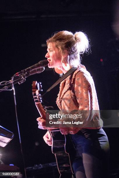 June 05: Selah Sue performs live on stage during a concert at the Festsaal Kreuzberg on June 5, 2018 in Berlin, Germany.