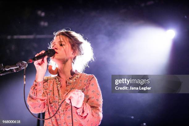 June 05: Selah Sue performs live on stage during a concert at the Festsaal Kreuzberg on June 5, 2018 in Berlin, Germany.