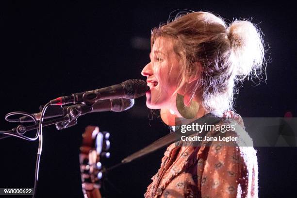 June 05: Selah Sue performs live on stage during a concert at the Festsaal Kreuzberg on June 5, 2018 in Berlin, Germany.