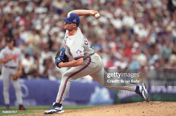 Roger Clemens pitches during the 69th MLB All-Star Game at Coors Field on July 7, 1998 in Denver, Colorado.